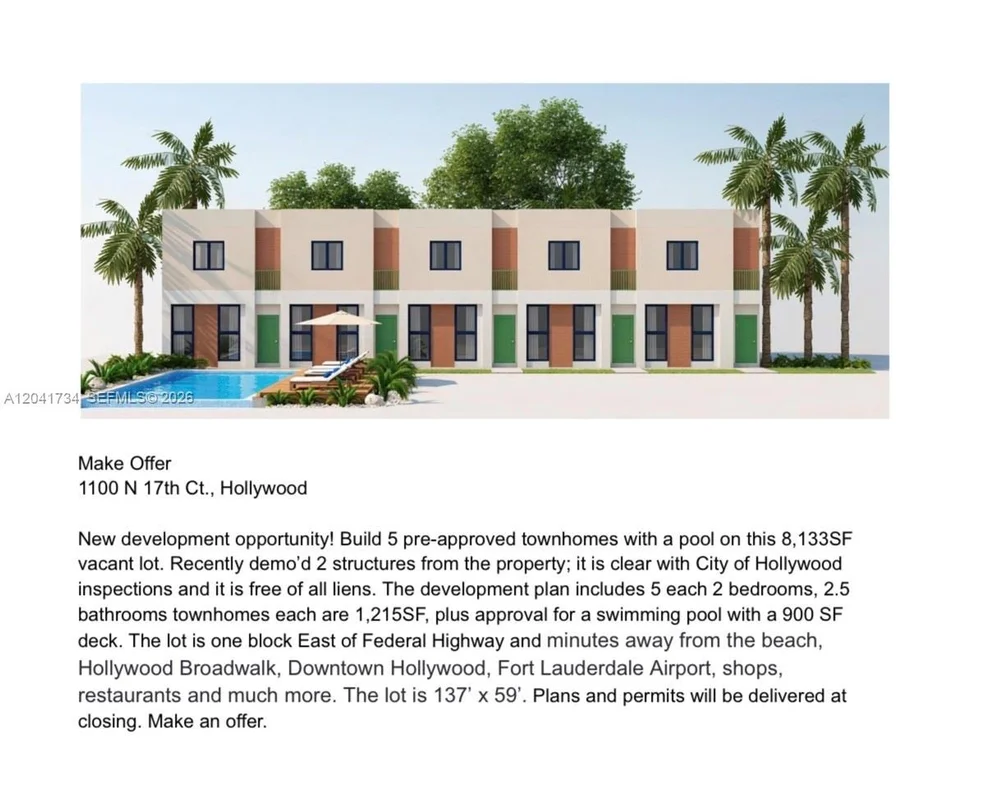 Unit for sale at 1100 N 17th Ct, Hollywood, FL 33020