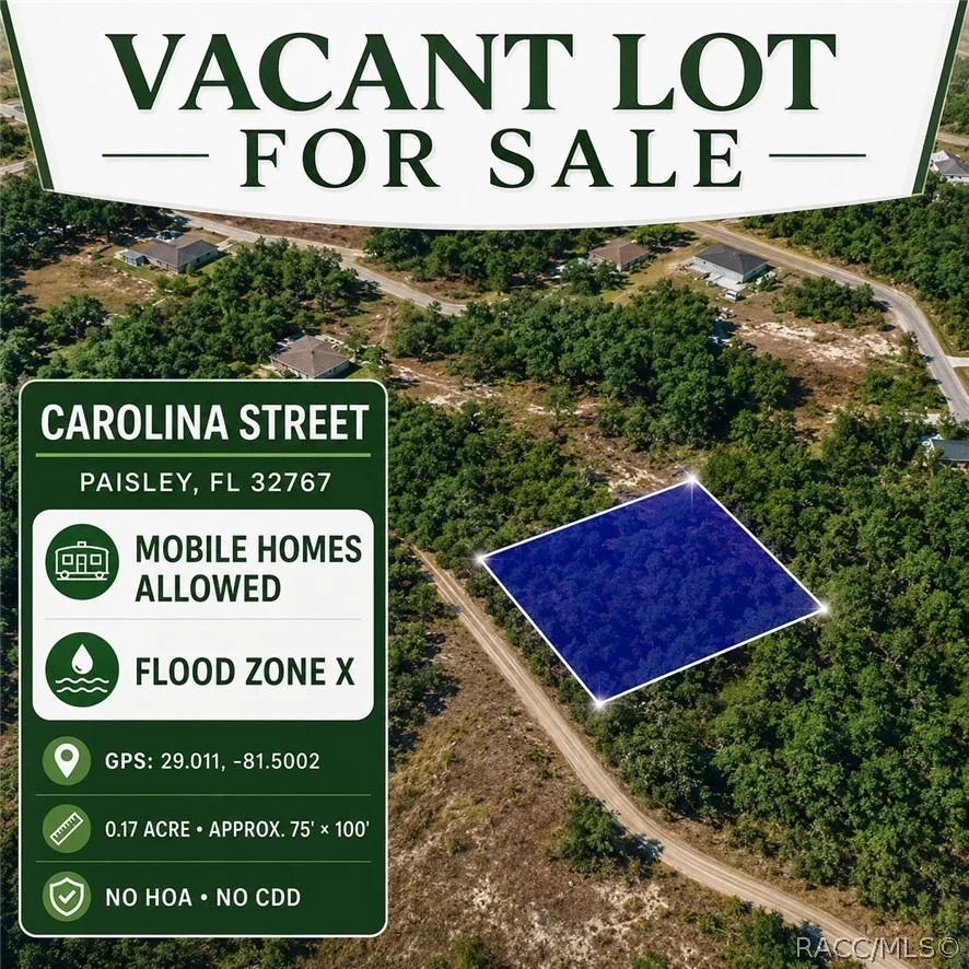 Unit for sale at 0 CAROLINA, Paisley, FL 32767