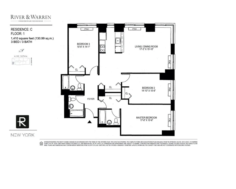 Unit for sale at 212 Warren Street, Manhattan, NY 10282