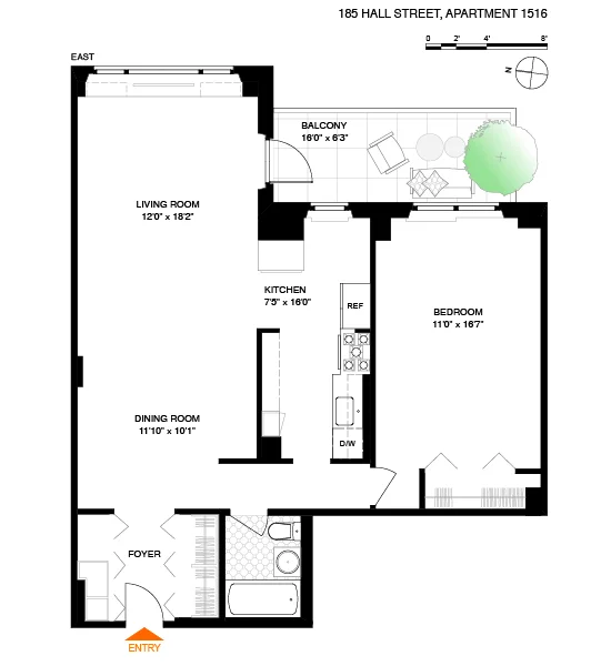 Unit for sale at 185 HALL Street, Brooklyn, NY 11205