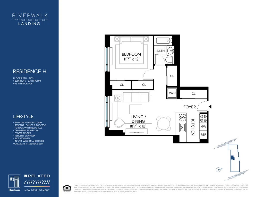 Unit for sale at 425 MAIN Street, Manhattan, NY 10044