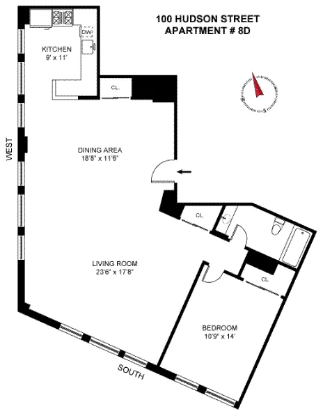 Unit for sale at 100 HUDSON Street, Manhattan, NY 10013