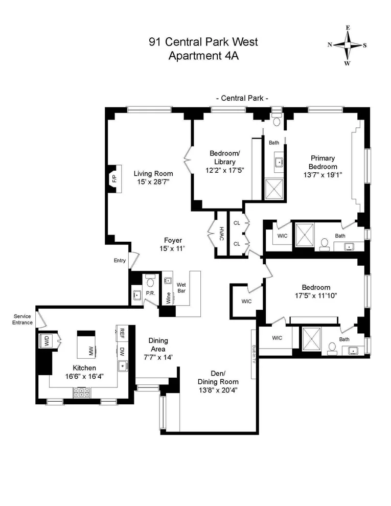 Unit for sale at 91 CENTRAL Park W, Manhattan, NY 10023