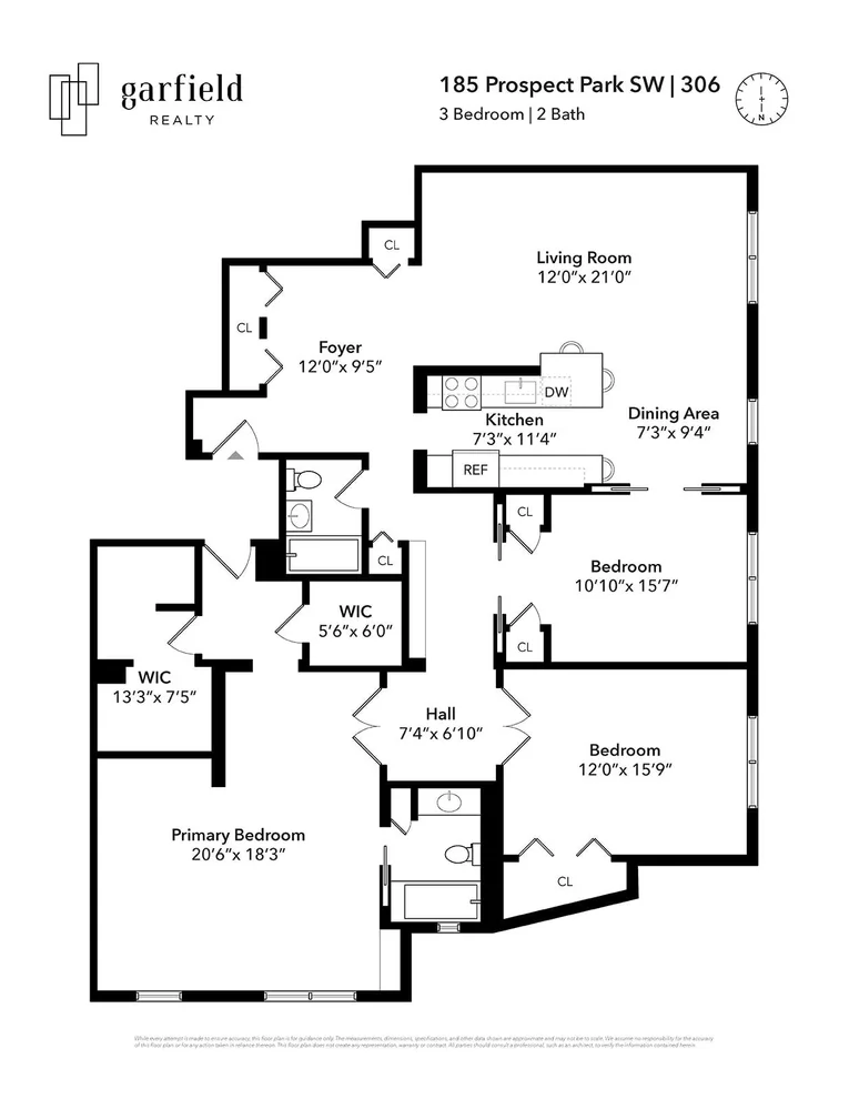 Unit for sale at 185 Prospect Park SW, Brooklyn, NY 11218