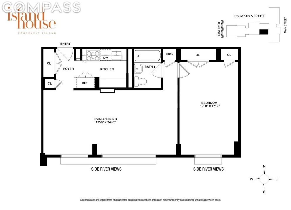Unit for sale at 555 Main Street, Manhattan, NY 10044