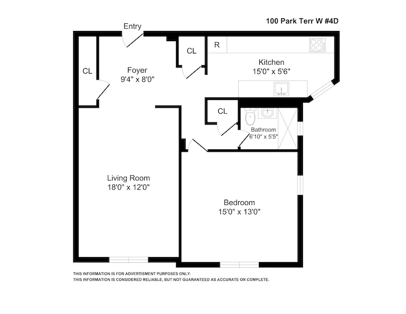 Unit for sale at 100 PARK Terrace W, Manhattan, NY 10034