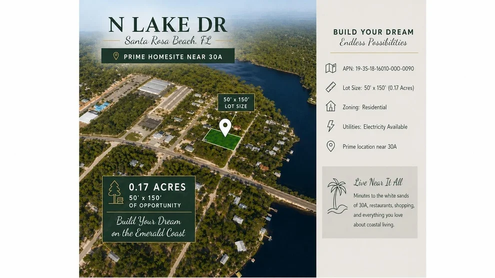 Unit for sale at 0 N Lake Drive, Santa Rosa Beach, FL 32459